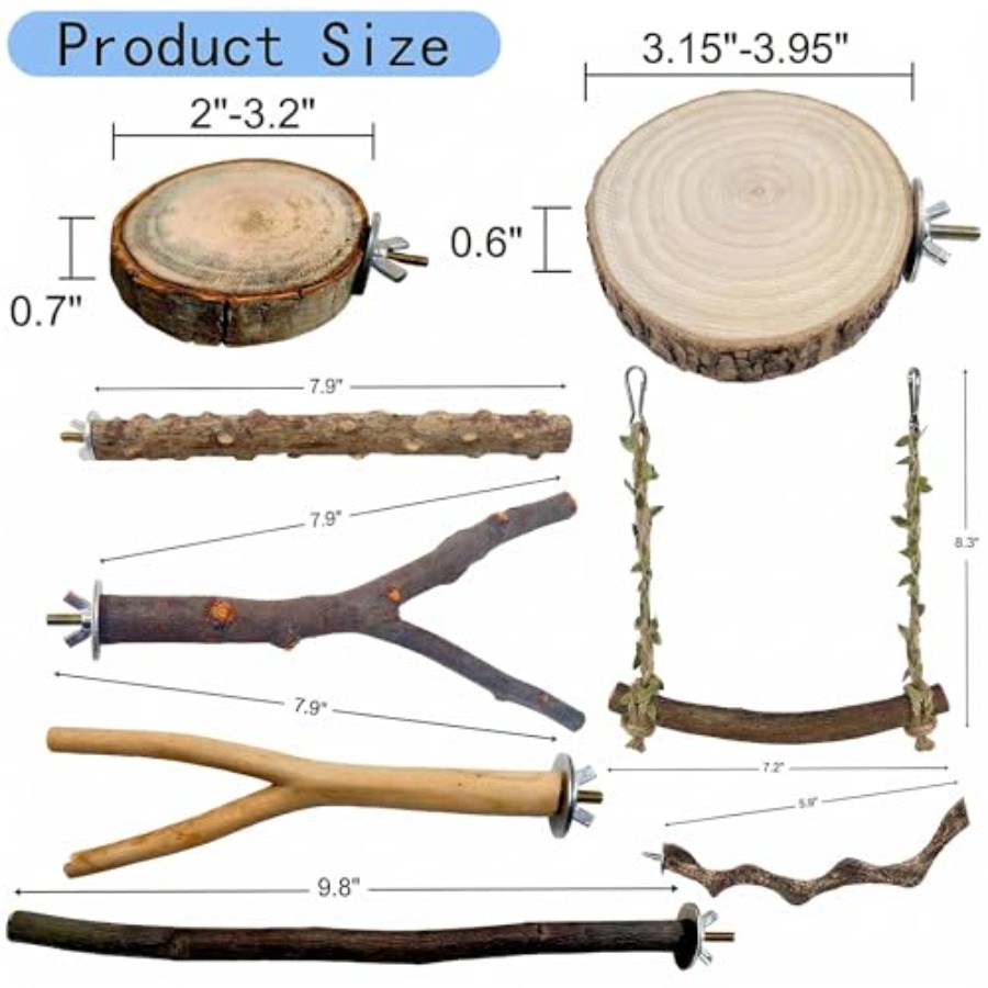 8PCS natural wood bird perches - Health & Wellness Farmacia Inc recension och pris